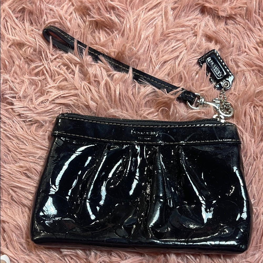 Coach Black Patent Leather Wristlet